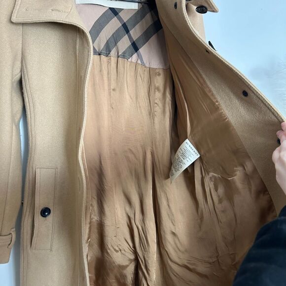 Burberry Camel Wool Coat Trench with Removable Collar and Belt - Picture 7 of 13